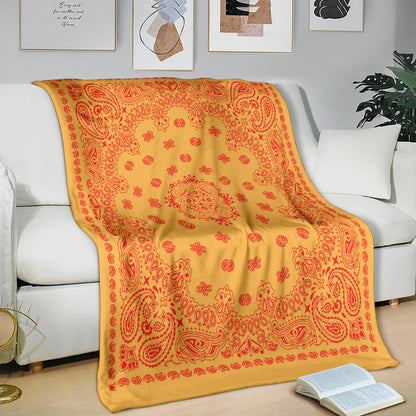 Ultra Plush 4 Red on Peach Bandana Throw Blanket