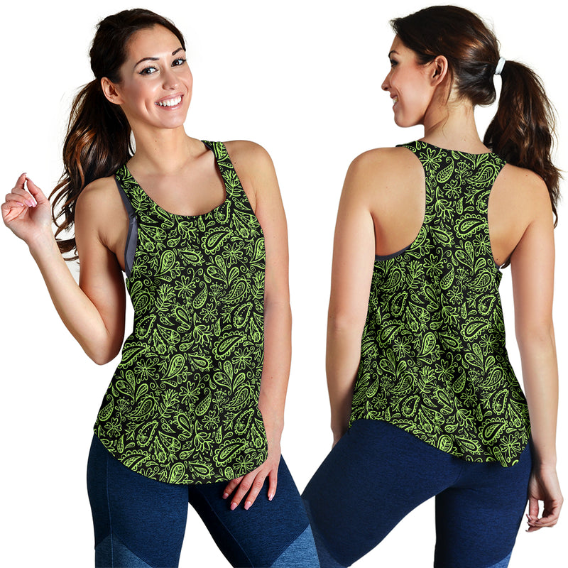 Women's Racerback Tank - Black with Lime