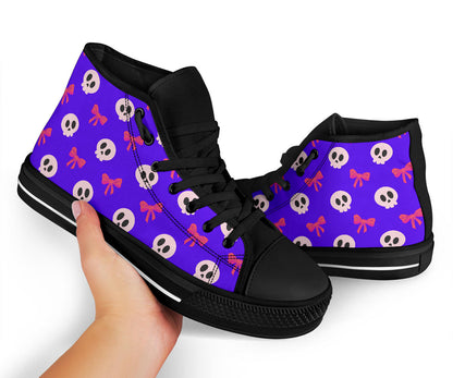 High Top Sneakers - Skulls and Bows Purple