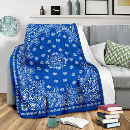 Ultra Plush 2 White on Cobalt Bandana Throw Blanket
