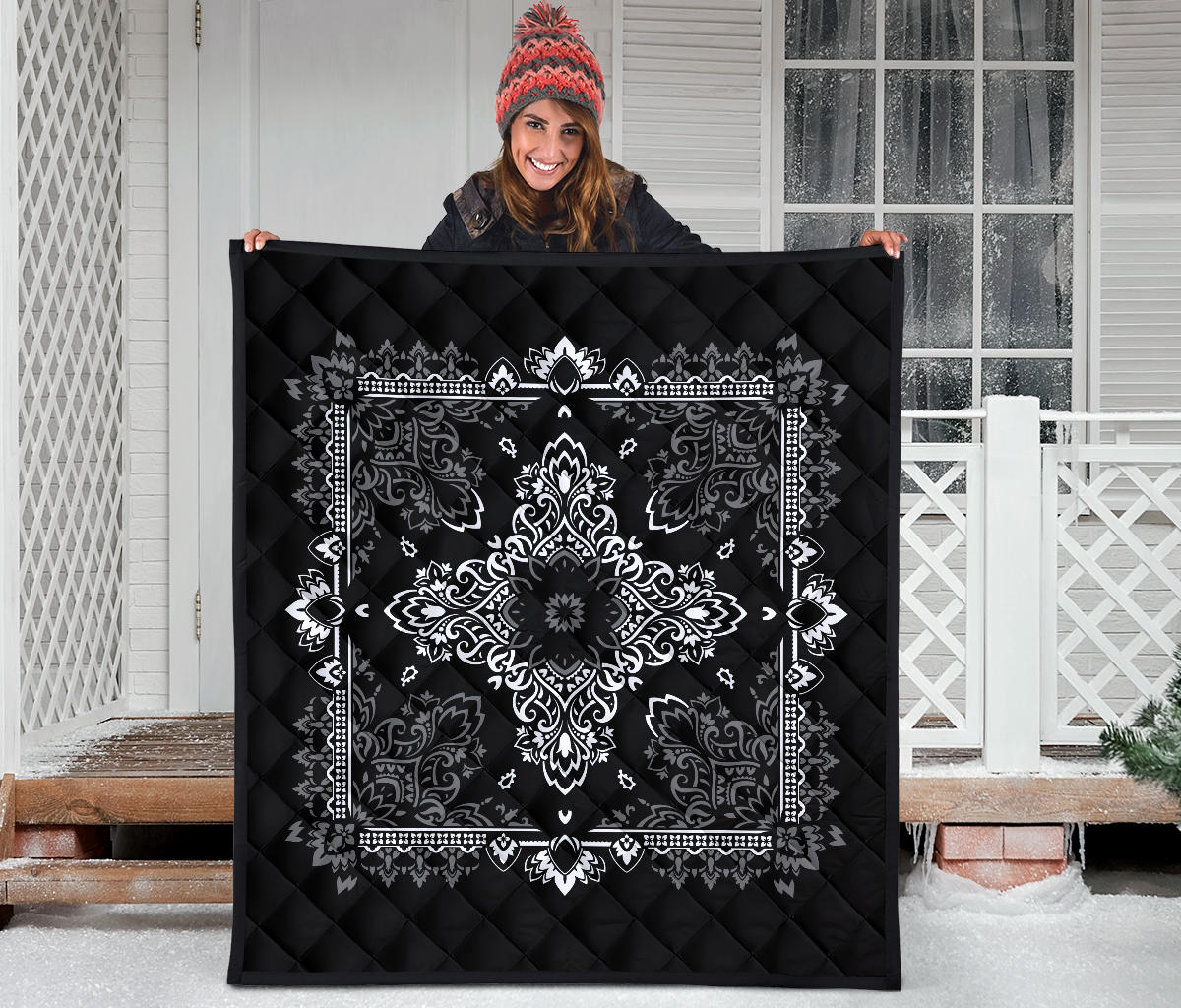 Quilt 3 - Gray White Bandana Quilt