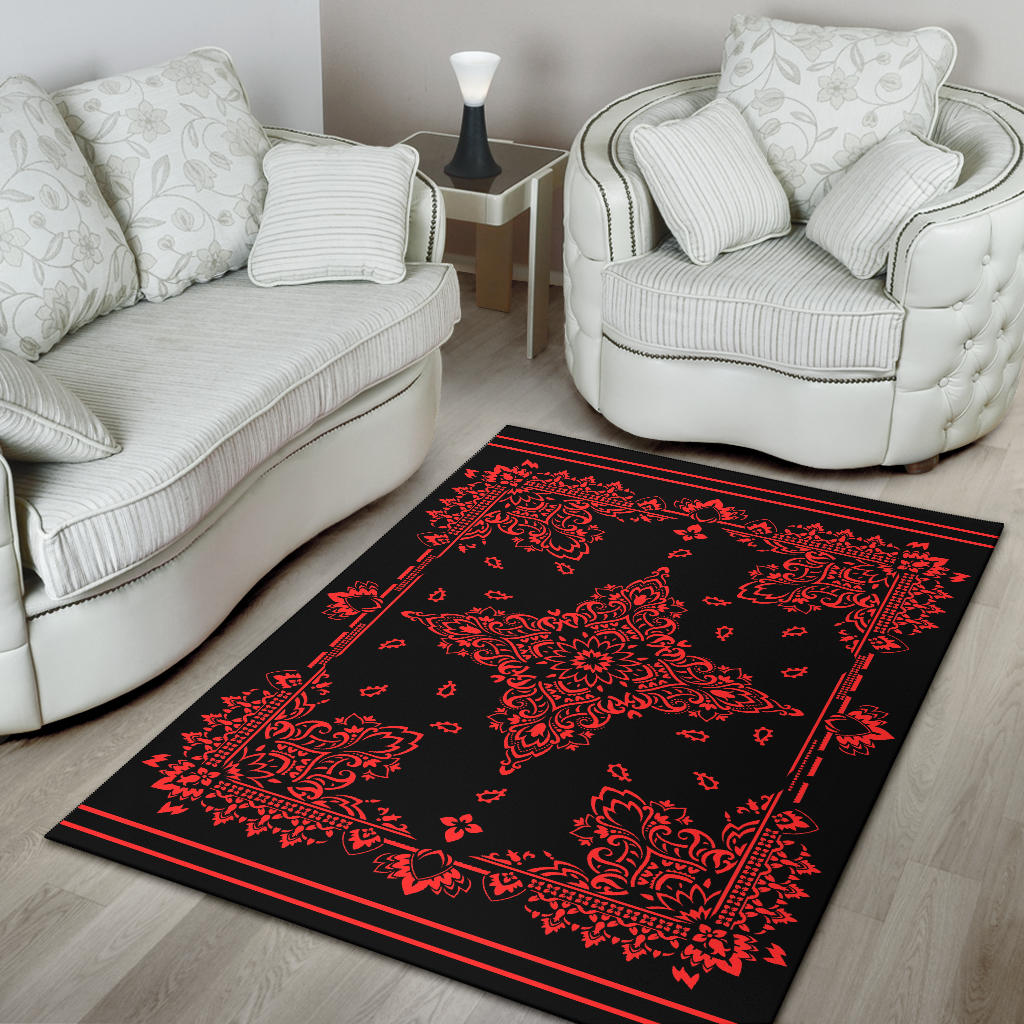 Area Rug Two - Red on Black