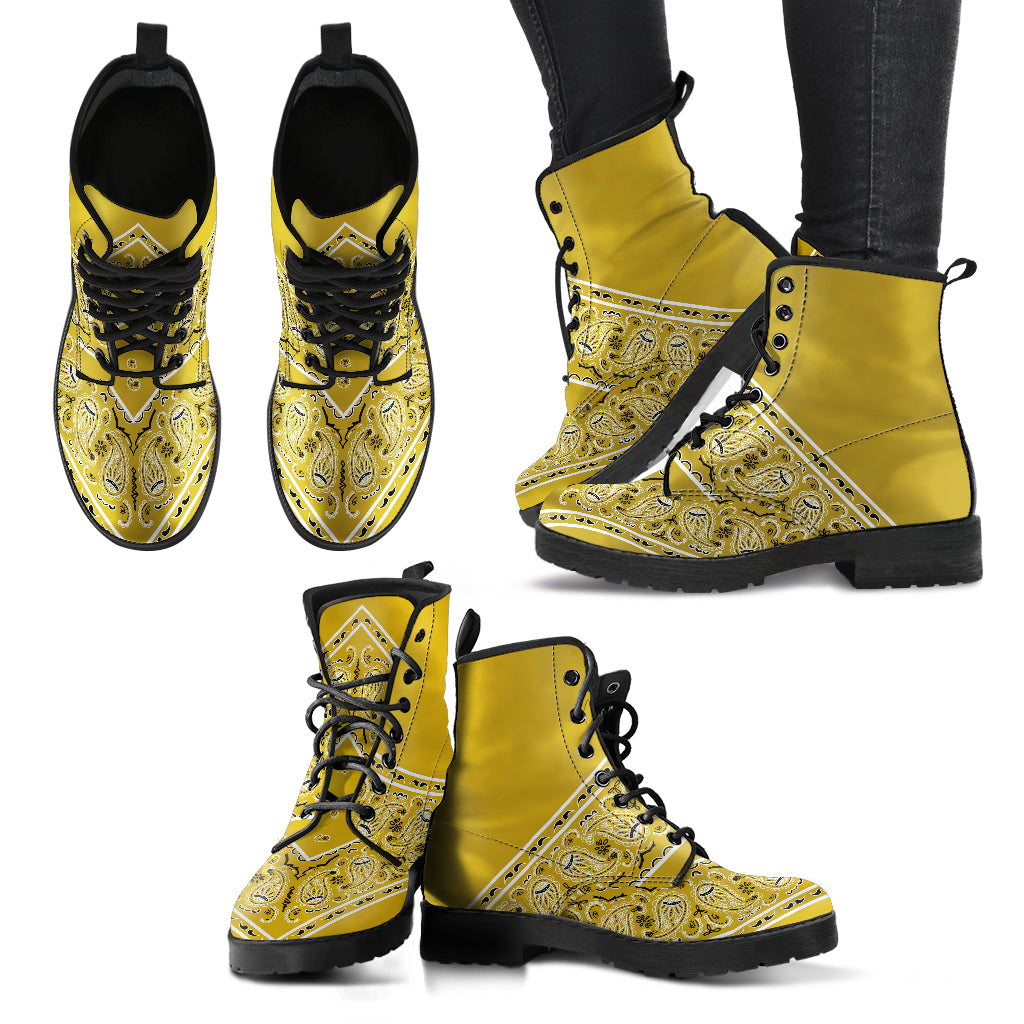 Flying V Leather Bandana Boot - Gold