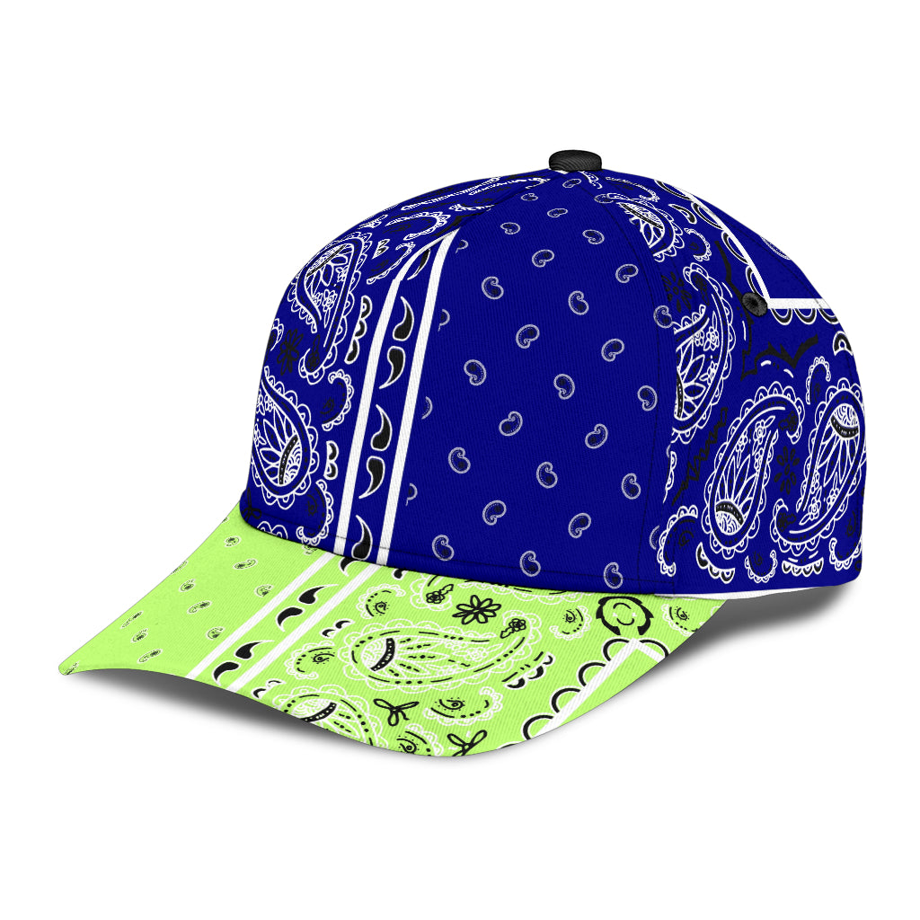 Classic Cap - Navy Bandana Style w Lime
