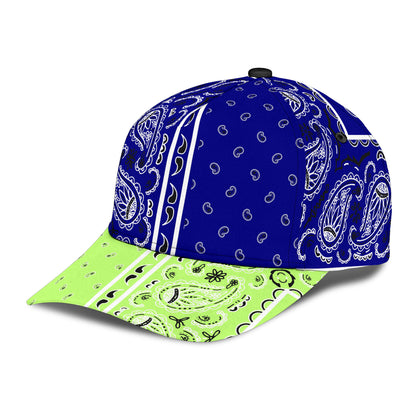 Classic Cap - Navy Bandana Style w Lime
