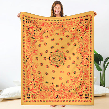 Ultra Plush Red on Peach Bandana Throw Blanket