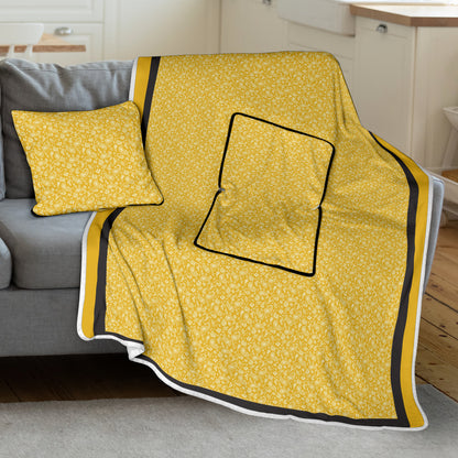 Pillow Blanket - Gold with Black