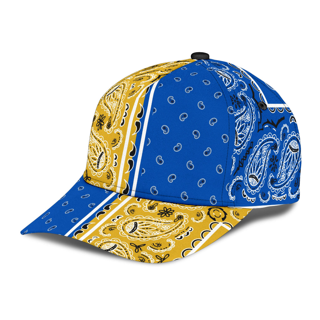 Classic Cap - Bandana Style Cobalt Gold Panels