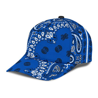 Classic Cap 2 - Black on Cobalt All Over Design