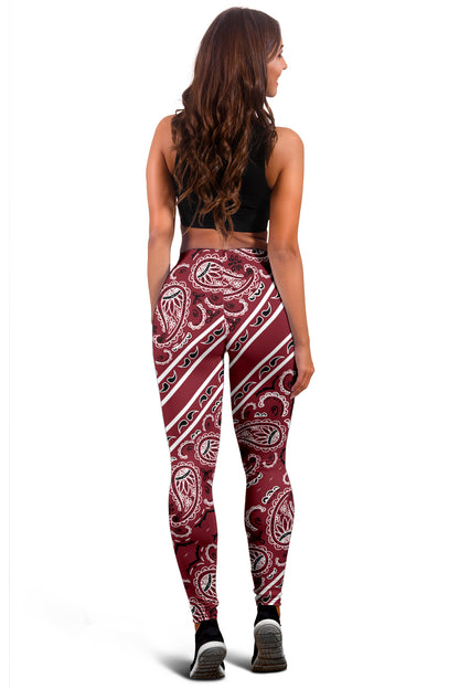 Women's Leggings - Maroon Total Bandana
