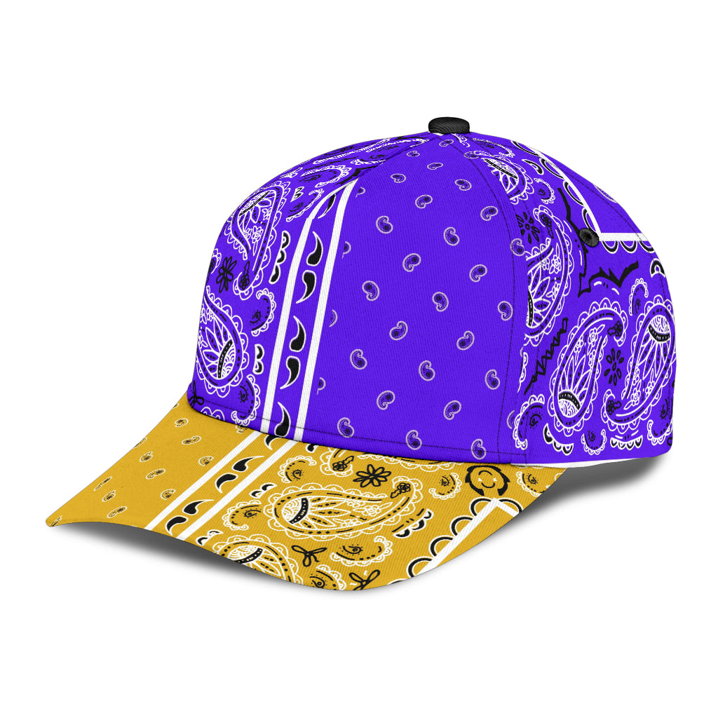 Classic Cap - Purple Bandana Style Gold Bill