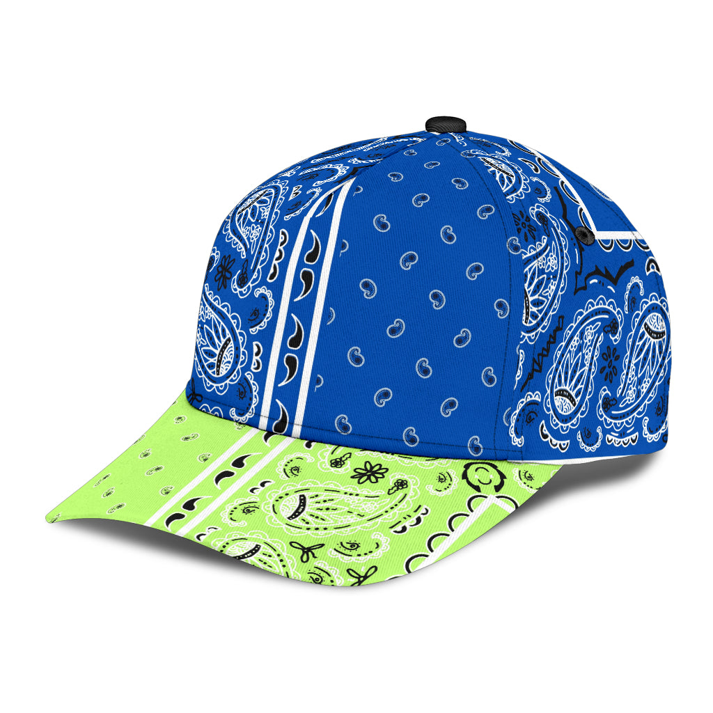 Classic Cap - Cobalt Bandana Style w Lime Bill