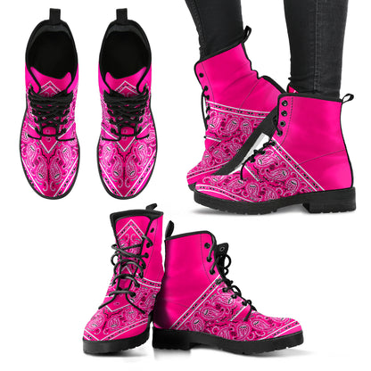 Flying V Leather Bandana Boot - Ultra Pink