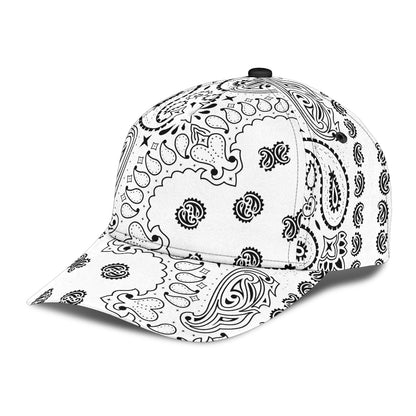 Classic Cap -2- Black on White All Over Design