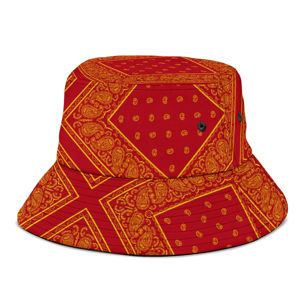 Red and Gold Bandana Bucket Hat