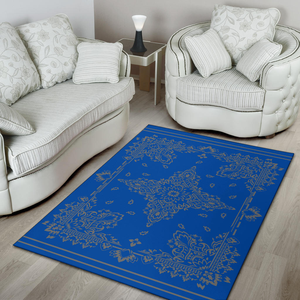Area Rug Two - Gray on Cobalt