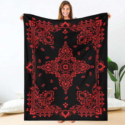 Ultra Plush 3 Red on Black Bandana Throw Blanket