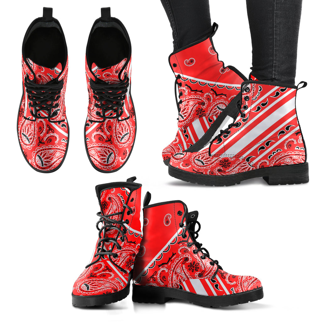 Bold Stripe Red Leather Bandana Boot