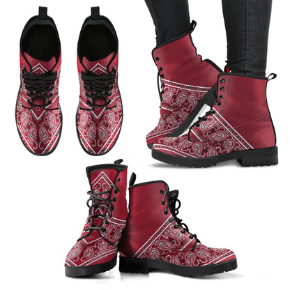 Flying V Leather Bandana Boot - Maroon