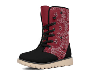 Women's Winter Boots - Bandana3 Maroon & Black