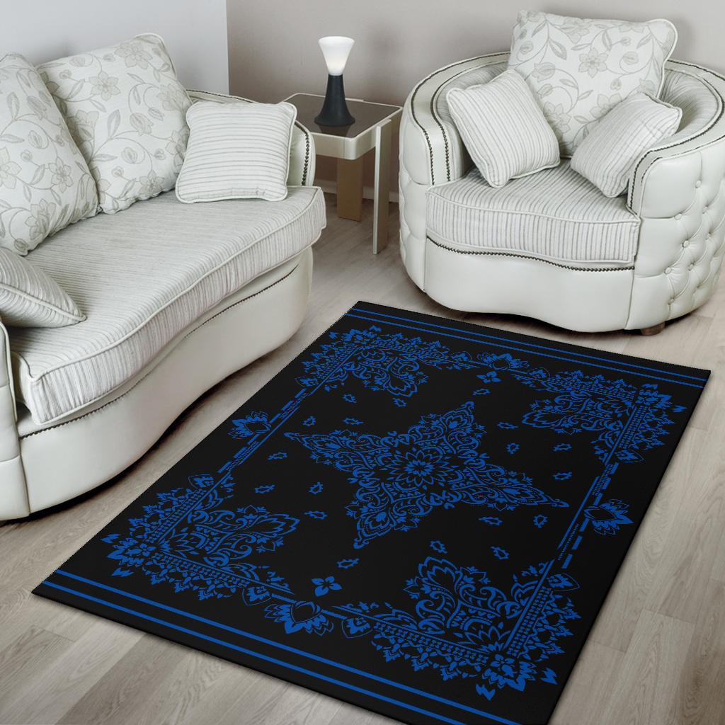Area Rug Two - Cobalt on Black