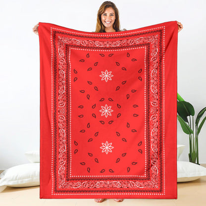 Ultra Plush 4 Traditional Red Bandana Throw Blanket