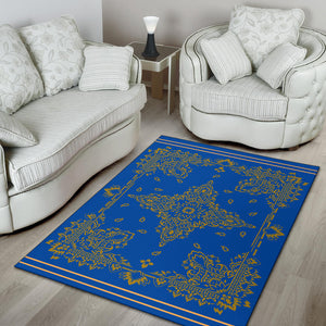 Area Rug Two - Gold on Cobalt