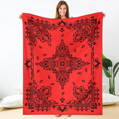 Ultra Plush 3 Black on Red Bandana Throw Blanket
