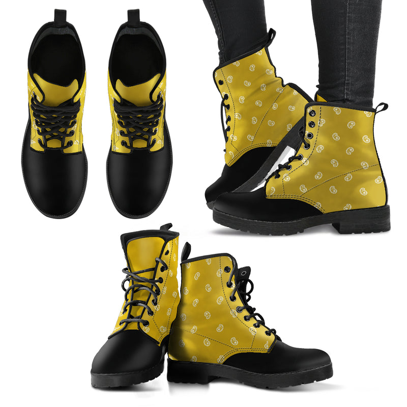 Men's Leather Bandana Boots -Black/Gold