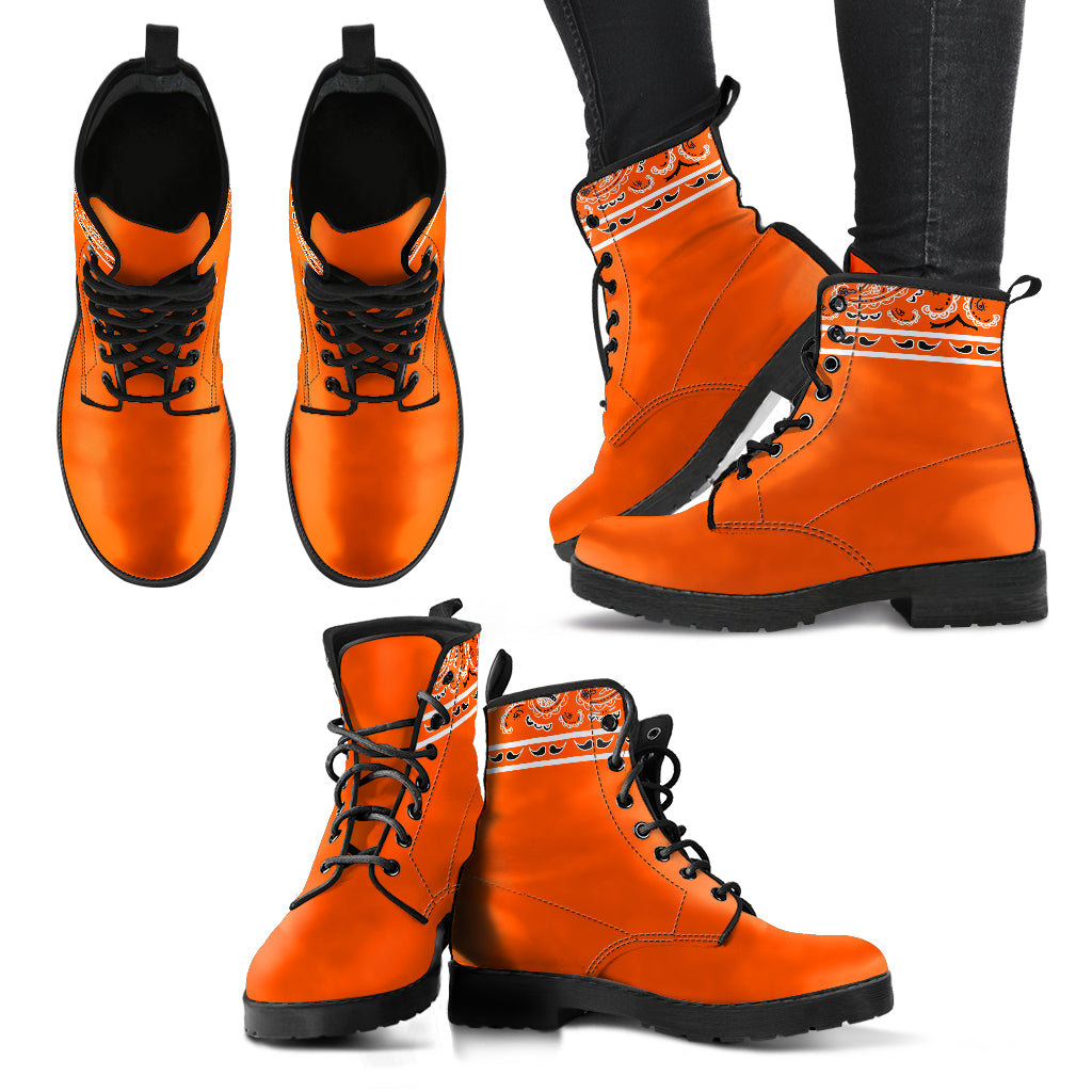 Banded Orange Leather Bandana Boot