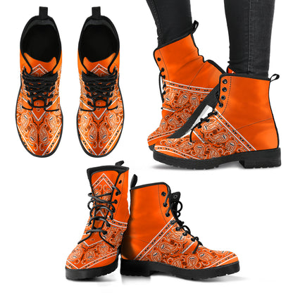 Flying V Leather Bandana Boot - Brt Orange