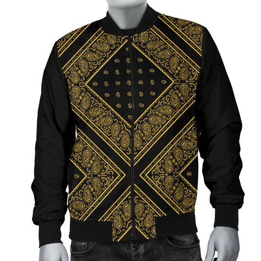 Men’s Yellow X Bandana Bomber Jacket – Premium Bandana Print Streetwear