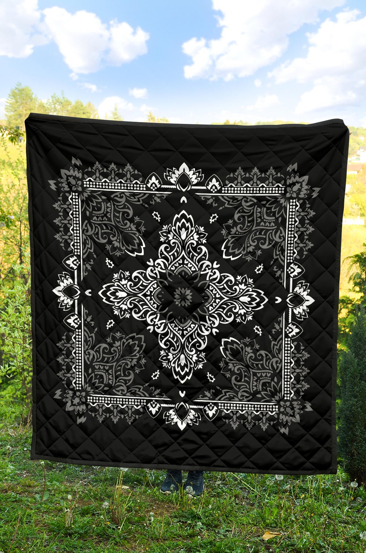 Quilt 3 - Gray White Bandana Quilt