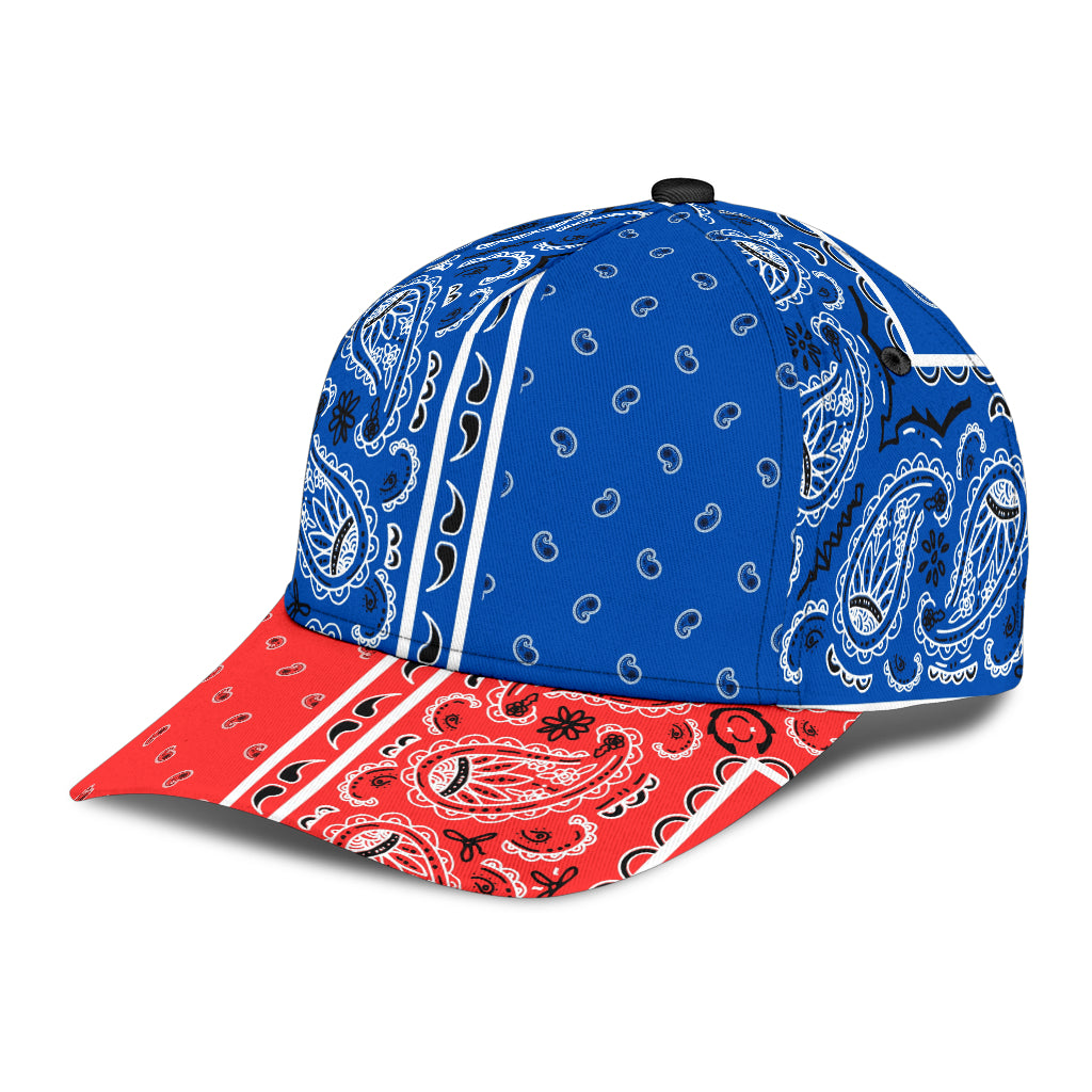 Classic Cap - Cobalt Bandana Style w Red Bill