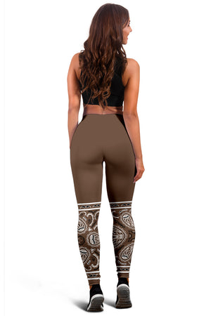 Women's Leggings - Coffee Brown Bandana