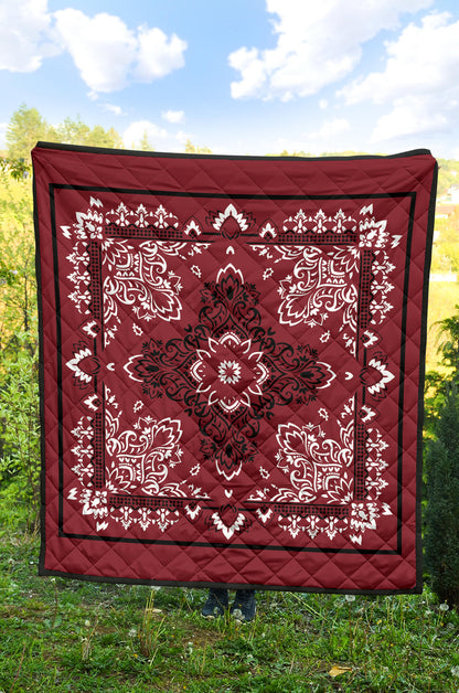 Quilt 3 Black White Maroon Bandana Quilt