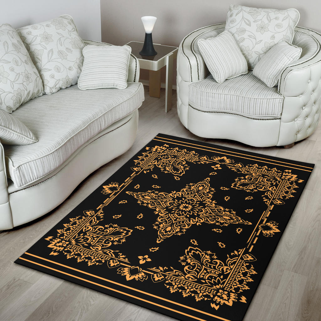 Area Rug Two - Peach on Black