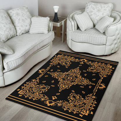 Area Rug Two - Peach on Black