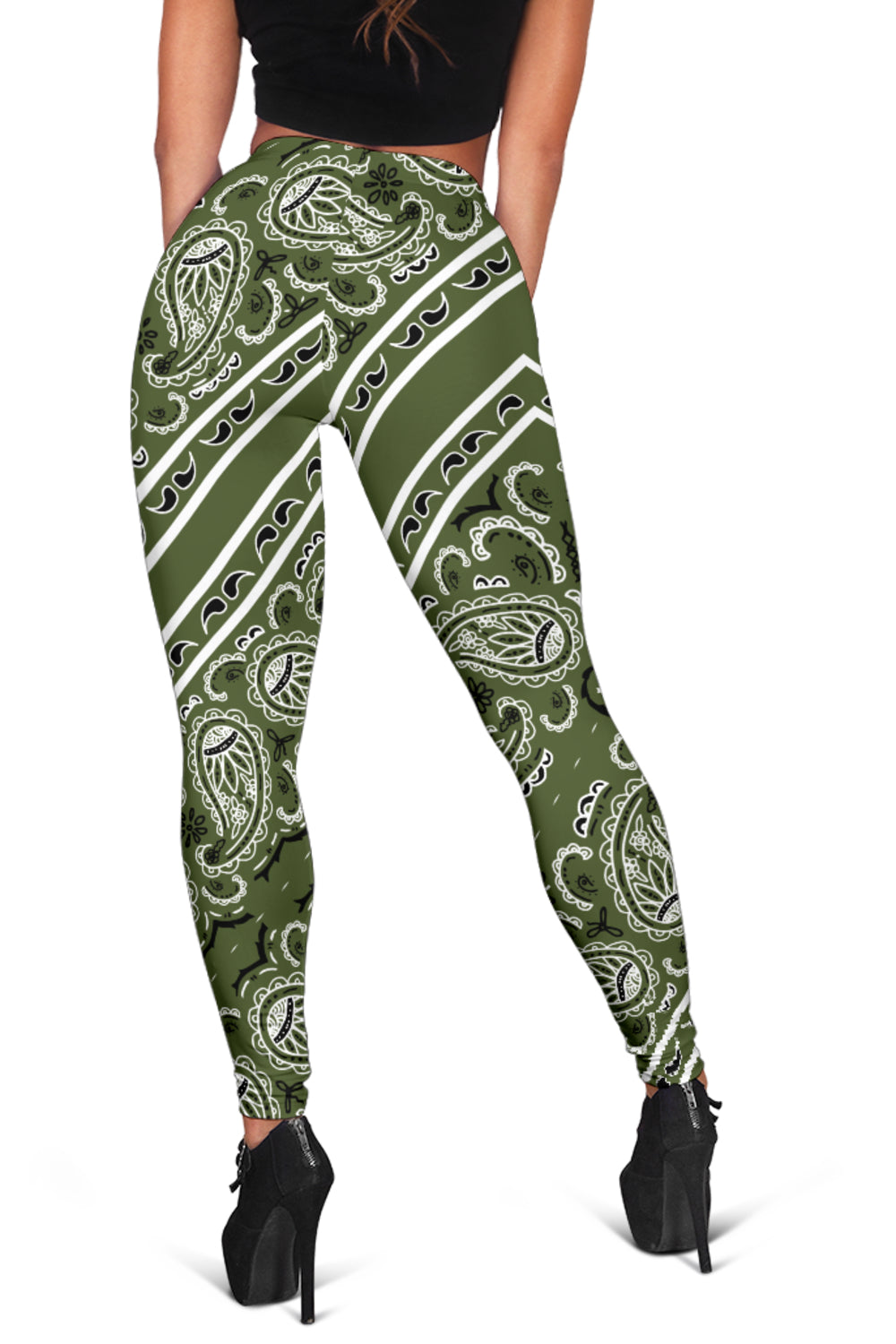 Women's Leggings - Army Green Total Bandana