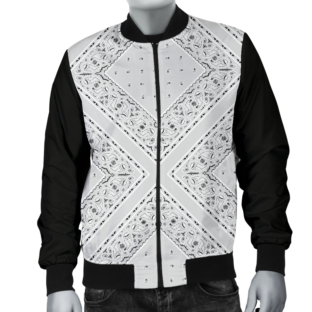 Men's Light Gray X Bandana Bomber Jacket