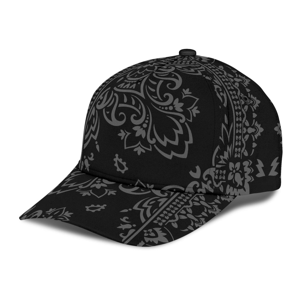 Classic Cap 3 - Gray on Black Bandana All Over Design