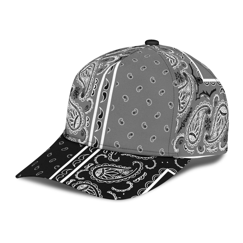 Classic Cap - Gray Bandana Style w Black