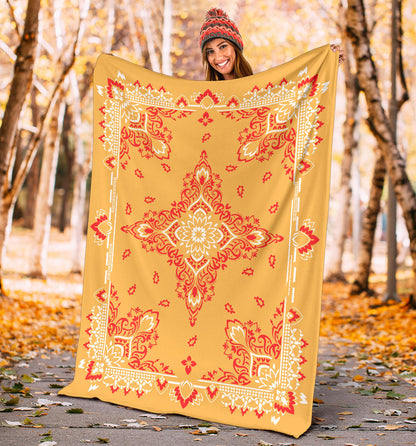 Ultra Plush 3 Red on Peach Bandana Throw Blanket
