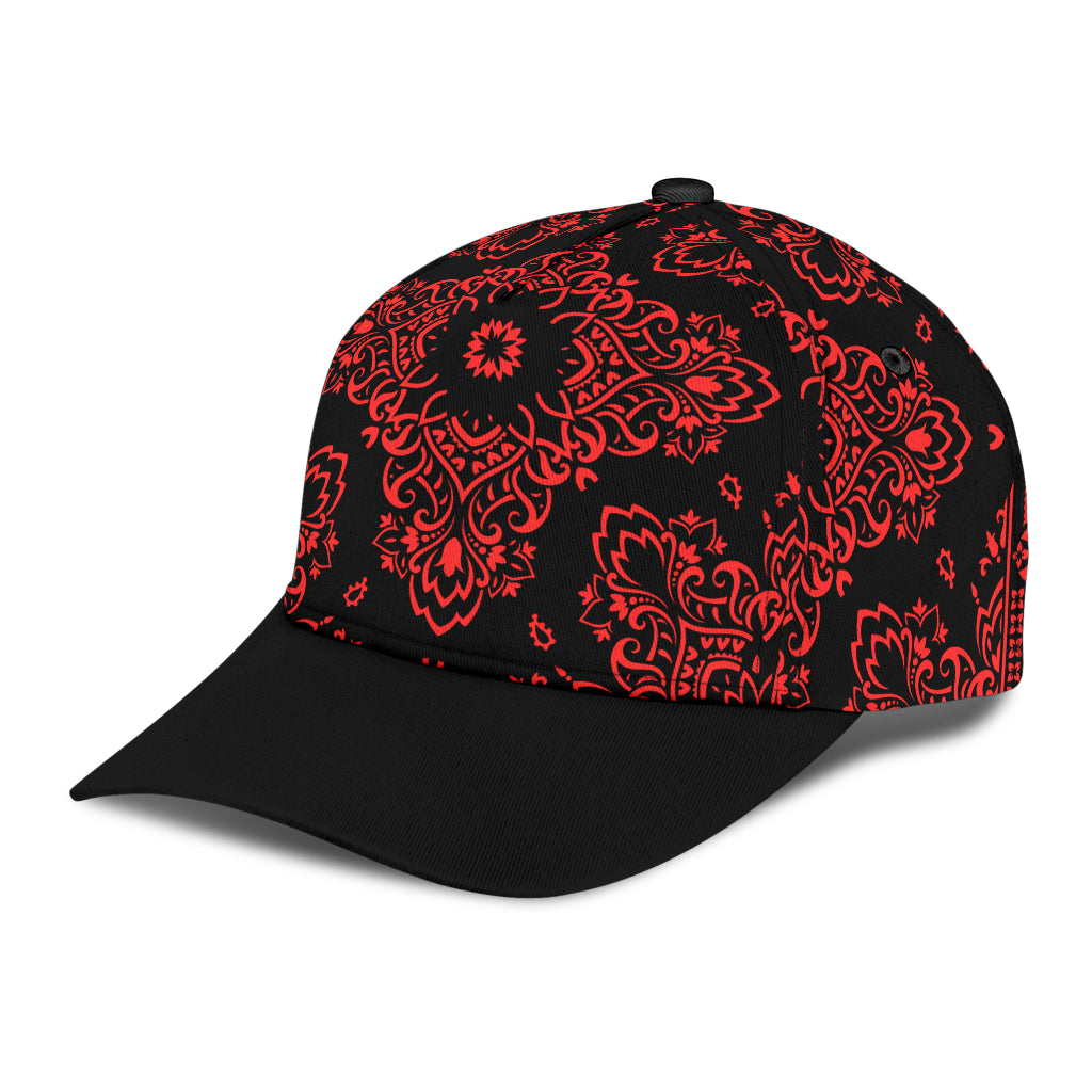 Classic Cap 3 - Red Black Bandana Black Bill