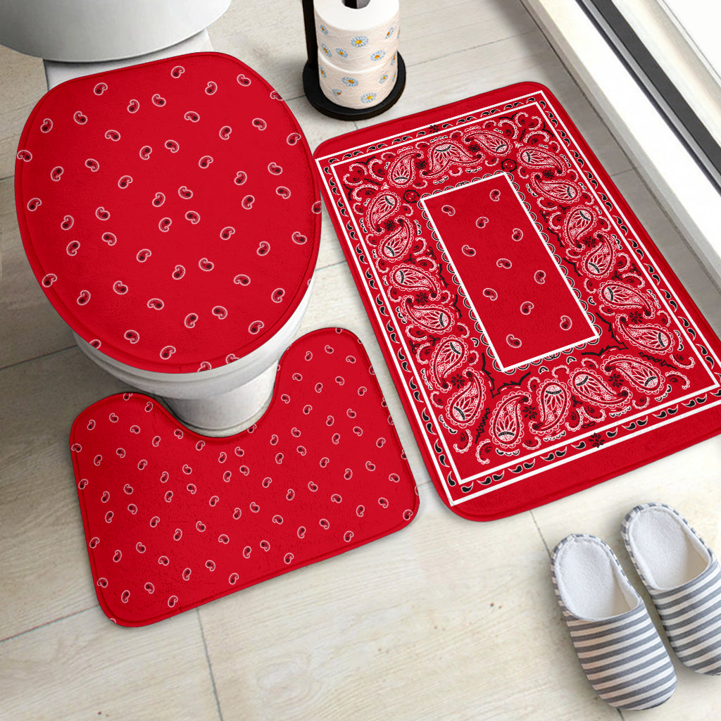 Bathroom Set - Red Bandana 3 Pieces