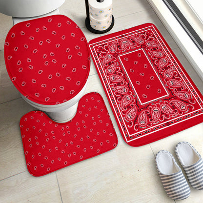 Bathroom Set - Red Bandana 3 Pieces