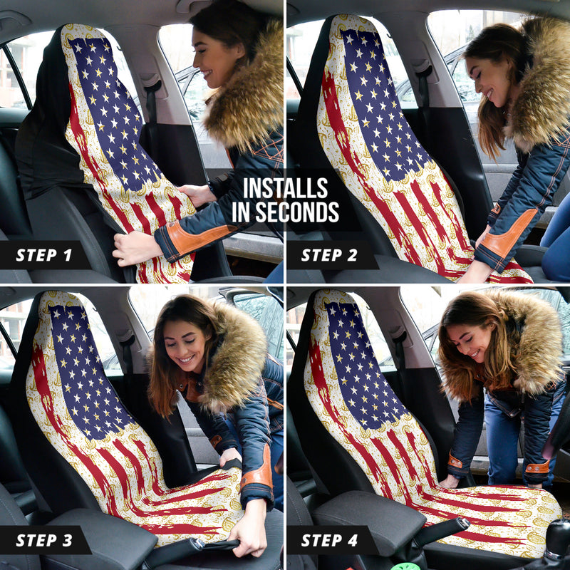 Paisley American Flag Car Seat Covers