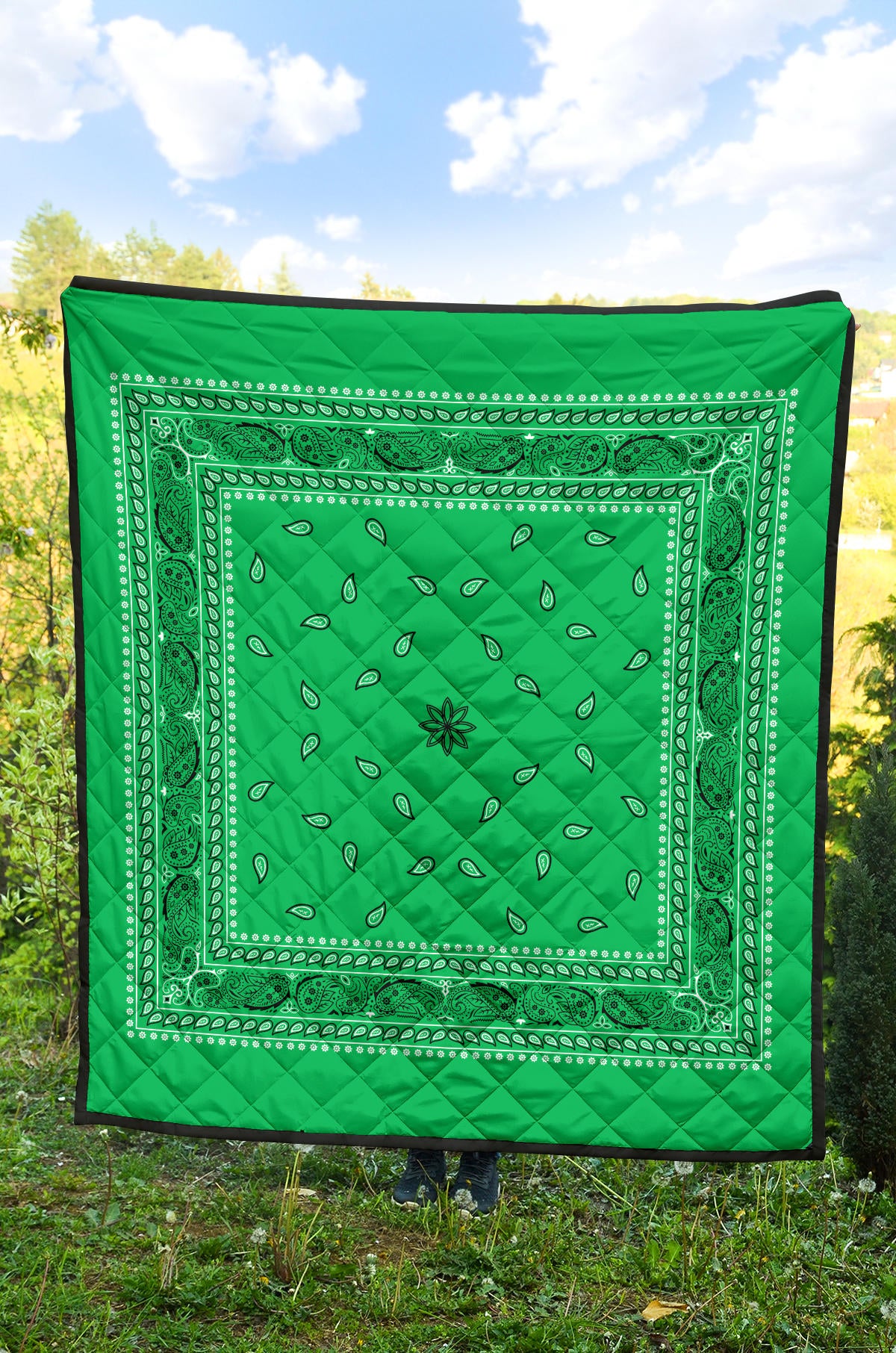 Quilt 4 Black on Green Bandana Quilt