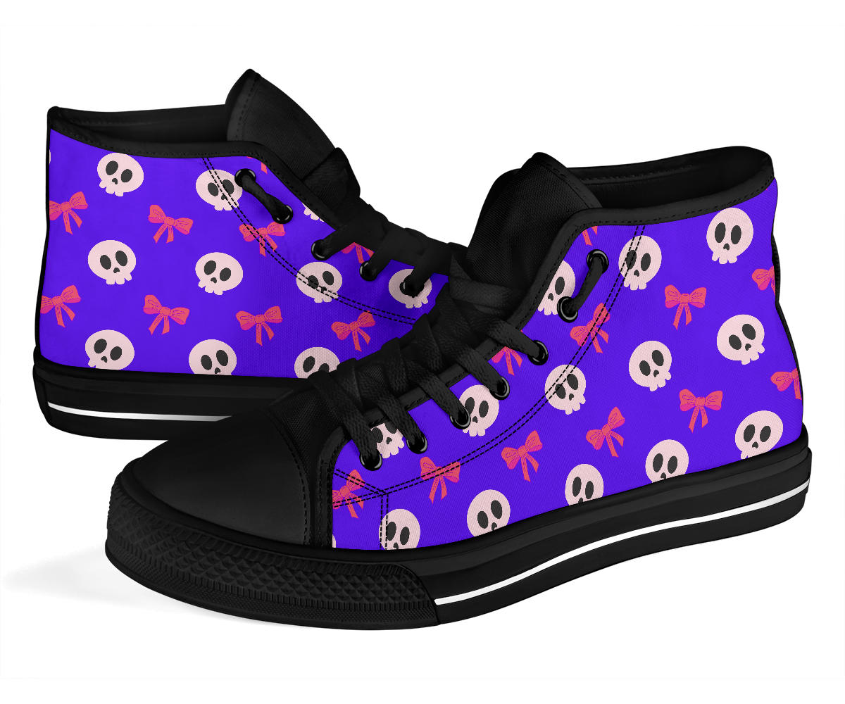 High Top Sneakers - Skulls and Bows Purple