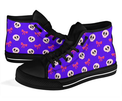 High Top Sneakers - Skulls and Bows Purple
